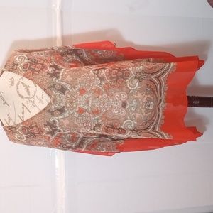 Michael Kors orange and brown Paisley cover up